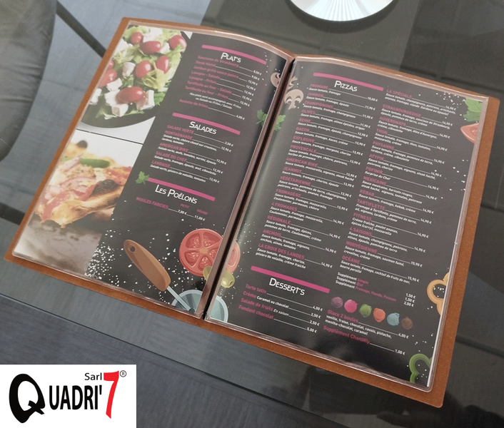 Menu et porte-menu personnalisé du Restaurant Chez Sylvain à Domfront en Poiraie
