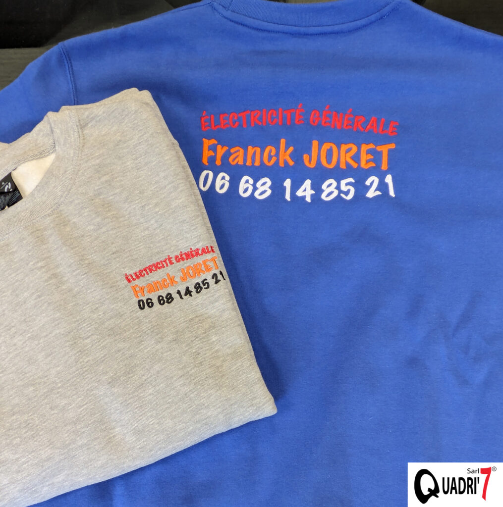 Broderie sweats et T-shirts Franck JORET Electricité